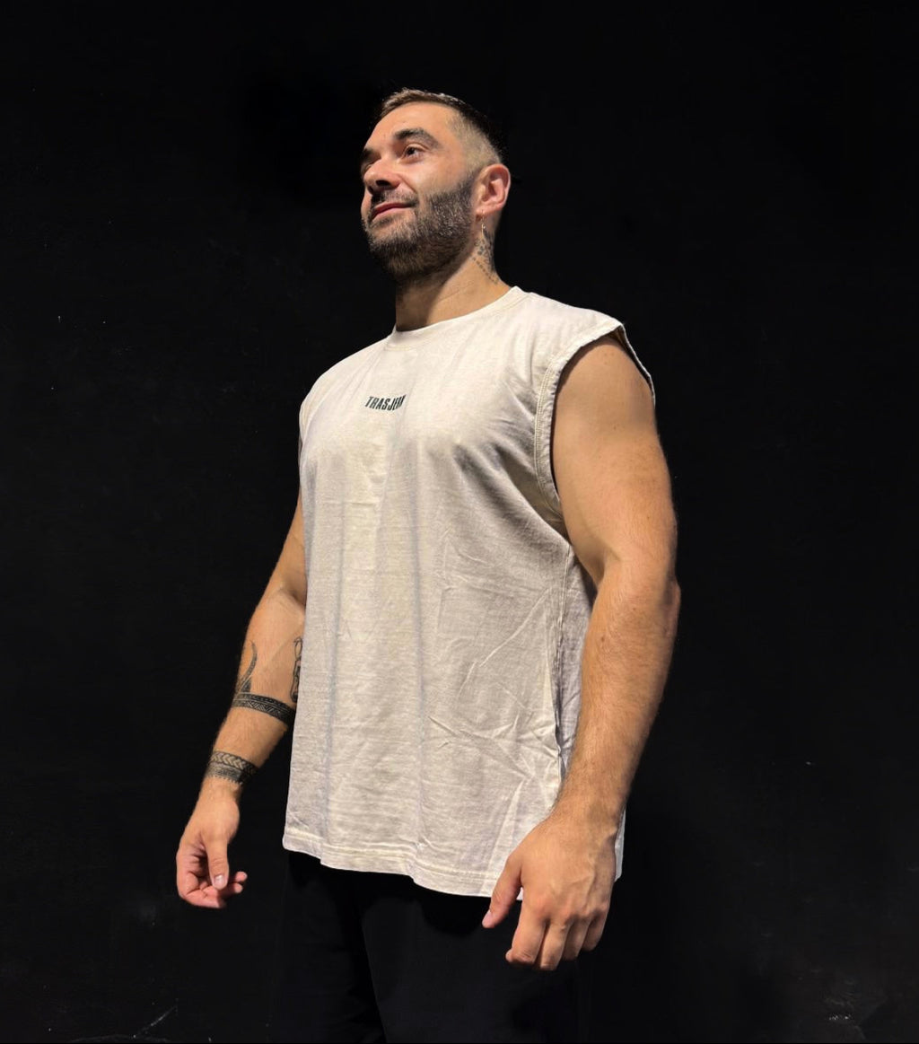 Camiseta sin mangas crema  ice  wod