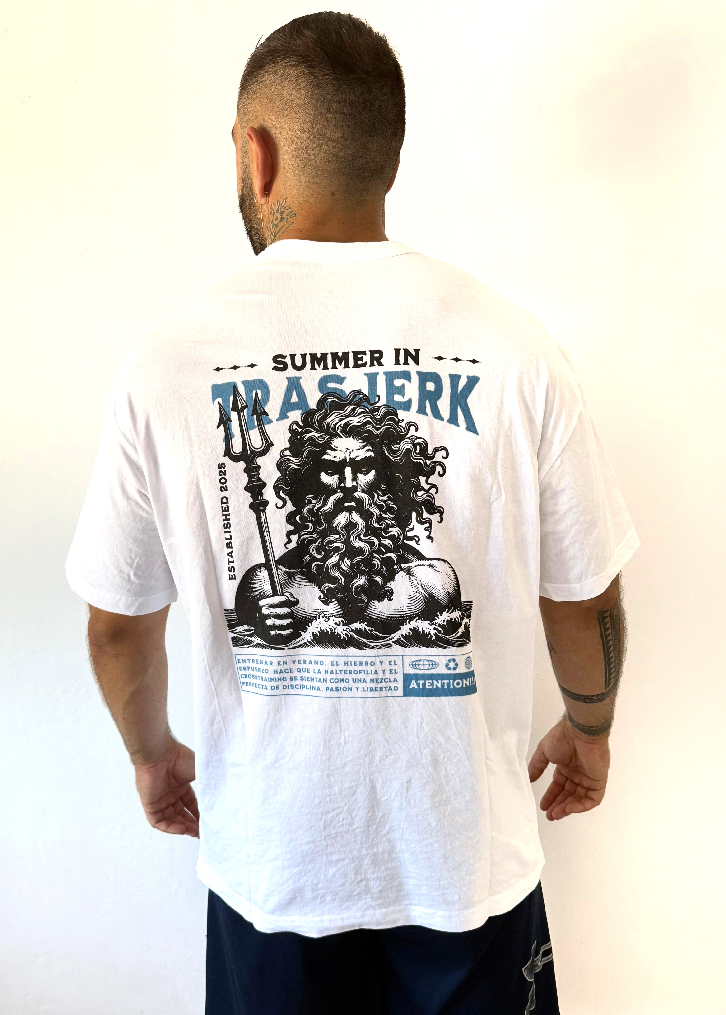 CAMISETA OVERSIZE PREMIUM BLANCA  IRON POSEIDON